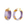 14K Yellow Gold Over Sterling Silver Mini Gold Leaf Acrylic Hoops in Lavender