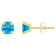 5mm Cushion Blue Topaz 10k Yellow Gold Stud Earrings