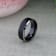 ASTON Black Brushed Center Tungsten Ring with Polished Beveled Edges 8mm