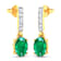 1.12ctw 14K Yellow Gold  Zambian Green Emerald and White Diamond Halo Earrings