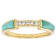 Turquoise Inlay And White Zircon Band Ring In 18K Gold Over Sterling
Silver 0.06ctw