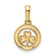 14K Yellow Gold with White Rhodium Diamond-Cut Clover in Circle Pendant