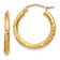 14k Yellow Gold Satin and Diamond-cut 13/16" Round Hoop Earrings