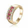 Oval Ruby and Round Moissanite 14K Yellow Gold Over Sterling Silver Wide
Band Ring