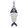 Rhodium Over Sterling Silver Polished 3D Enameled Fishbone Pendant