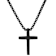 Men's Polished Cross Pendant With Chain In Black Ion-Plated Stainless Steel