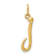 10K Yellow Gold Polished Letter j Initial Charm