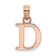 14k Rose Gold Polished Block Letter D Initial Pendant