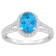 8x6mm Oval Blue Topaz 1/4 ctw Diamond Rhodium Over Sterling Silver Halo Ring