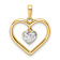 14K Two-tone Gold Diamond-Cut Heart with Dangle Heart Pendant