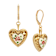 Textured Heart Floral Enamel Center Leverback Earrings