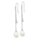 Rhodium Over Sterling Silver 9-10mm Freshwater Cultured Pearl and CZ
Dangle Earrings