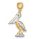 14K Two-tone Gold  3D Textured Small Standing Pelican Charm