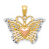14k Two-tone Gold with Rhodium Over 14k Yellow Gold Butterfly with Heart Pendant