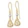 14K Two-tone Gold Satin and Diamond-Cut Heart Dangle Earrings