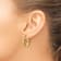 14k Yellow Gold Satin and Diamond-Cut 11/16" Hoop Earrings