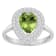 8x5mm Pear Shape Peridot And White Topaz Accents Rhodium Over Sterling
Silver Double Halo Ring