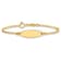 14k Yellow Gold Polished Kids ID with Pink Enameled Puffed Heart Bracelet