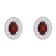 6x4mm Oval Garnet 1/5 ctw Diamond Rhodium Over Sterling Silver Halo Stud Earrings
