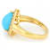 Turquoise Pear And White Zircon Ring In 18K Gold Over Sterling Silver 0.41ctw