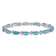 Rhodium Over 14k White Gold Floral Diamond and Blue Topaz Bracelet