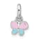 Rhodium Over Sterling Silver Children's Small Enamel Butterfly Pendant