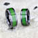 MATLAL Beveled Black Ceramic Ring with Emerald Green Carbon Fiber Inlay 8mm