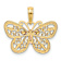 14k Tri-color Gold Diamond-Cut Butterfly Pendant