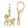 14k Yellow Gold 3D Polished and Textured Horse Dangle Earrings
