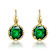 Emerald Color CZ Solitaire Drop Earrings In 14K Gold Over Brass