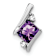 Rhodium Over 10k White Gold 0.4 ctw Cushion Amethyst and Diamond Chain
Slide Pendant