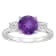 8mm Round Amethyst And White Topaz Rhodium Over Sterling Silver 3-Stone Ring