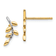 14K Yellow Gold With White Rhodium Leaf Post Earrings