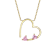 Morganite Color CZ Open Heart Pendant Necklace In 14K Gold Over Sterling Silver