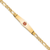 14k Yellow Gold Medical Soft Diamond Shape Red Enamel Figaro Link ID Bracelet