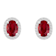 7x5mm Oval Created Ruby And Created White Sapphire 10k White Gold Halo
Stud Earrings