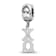 Rhodium Over Sterling Silver LogoArt Chi Omega Vertical Letters Heart Bead