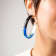 14K Yellow Gold Over Sterling Silver XL Oval Tie Dye Acrylic Hoop
Earrings In Black and Blue