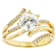 Diamond Simulant Bypass Ring In 18K Gold Over Sterling Silver 3.01ctw