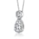 Pear Shape CZ Halo Pendant Necklace In Sterling Silver