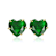 Heart-Shaped Emerald Color CZ Stud Earrings In 14K Gold Over Brass