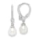 Rhodium Over Sterling Silver 7-8mm Freshwater Cultured Pearl and CZ
Leverback Dangle Earrings