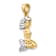 14k Two-tone Gold 3D Mermaid Pendant