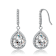 Pear Shape CZ Halo Drop Earrings In White Rhodium Over Brass