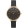 Obaku Women's Kaffe Black Dial with Yellow Accents Black Leather Strap Watch