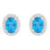 7x5mm Oval Blue Topaz 1/5 ctw Diamond Rhodium Over Sterling Silver Halo
Stud Earrings