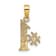 14k Yellow Gold Textured #1 pendant