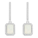 7x5mm Emerald Cut Opal 1/3 ctw Diamond Rhodium Over Sterling Silver Halo
Dangle Earrings