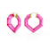 14K Yellow Gold Over Sterling Silver Heart Gem Acrylic Hoops in Magenta