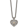 Sterling Silver Antiqued with 14K Accent Diamond Vintage Heart Necklace